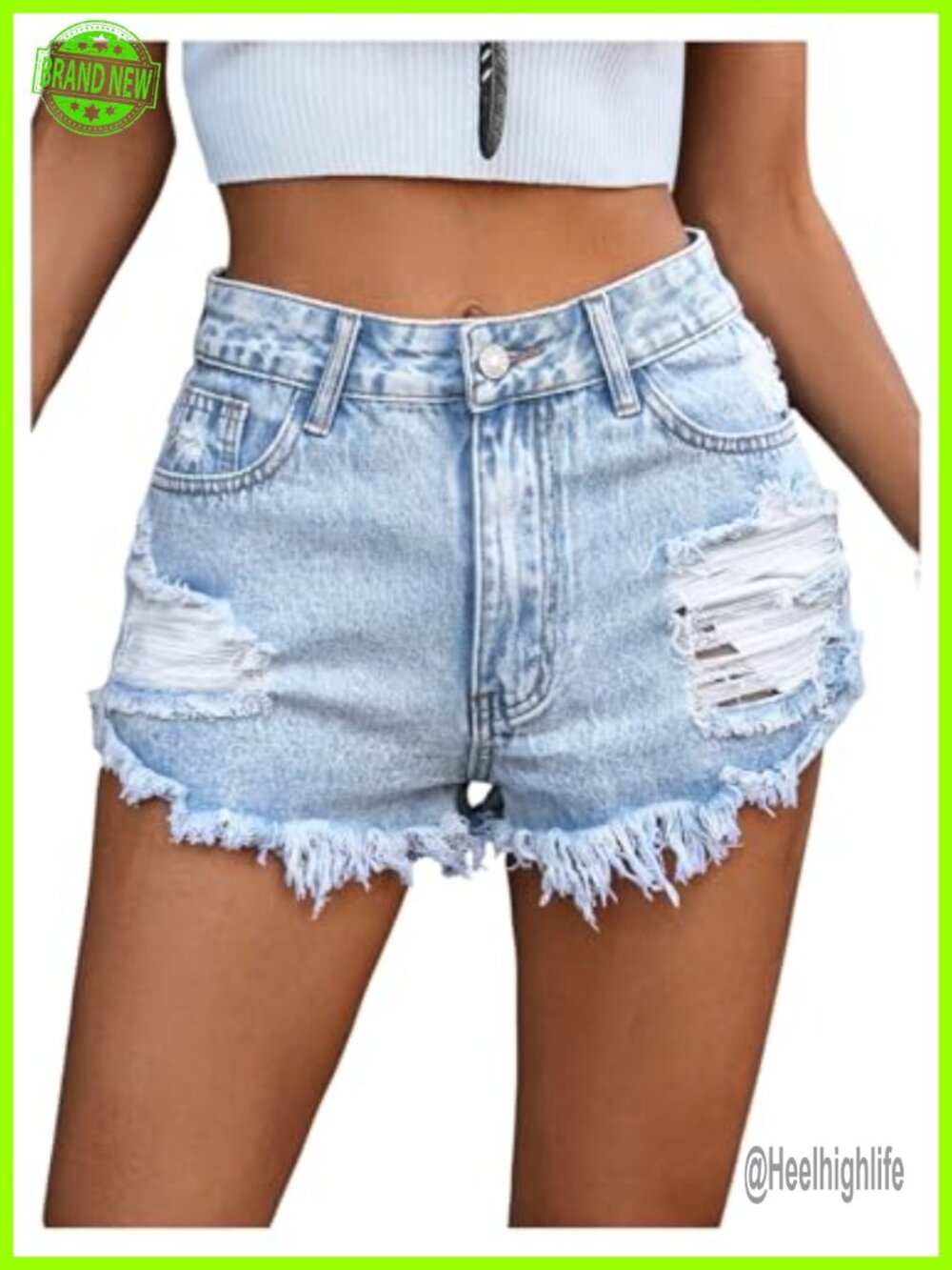 Women's High Waist Ripped Denim Shorts Distressed Jean Jorts Western